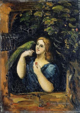 Frau mit Papagei Paul Cezanne Ölgemälde